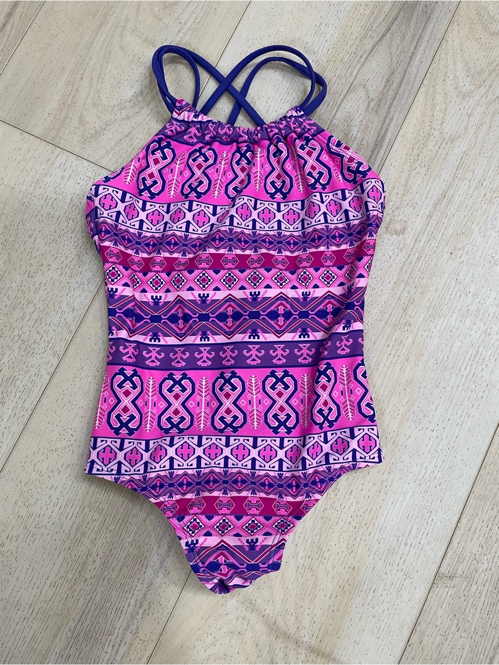 Pink & Purple Geometric One-Piece Swimsuit